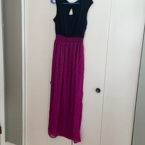 Black and purple maxi dress